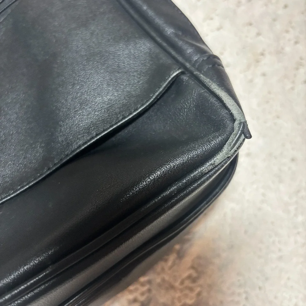 $499 Charles Tyrwhitt Grain Leather Messenger‎ Black Bag Solid Adjustable Strap